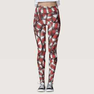 Polkagrisar för trådbunden röd stripe-Abstrakt Leggings