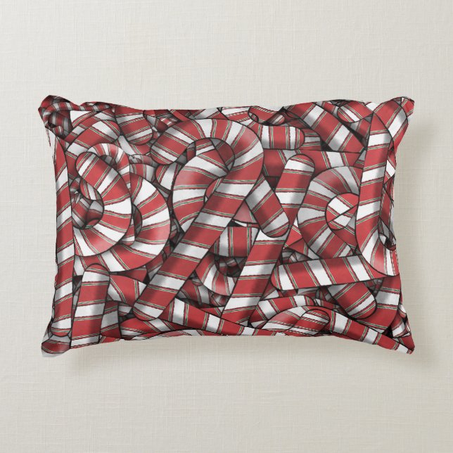 Polkagrisar för trådbunden röd stripe-Abstrakt Prydnadskudde (Framsidan)