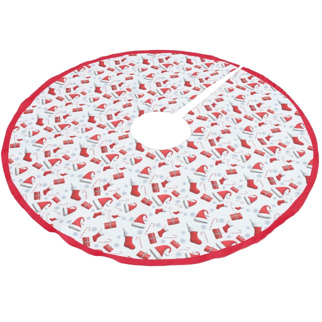 Polkagrisar, gåvor och jultomter julgransmatta borstad polyester (Vinklad)