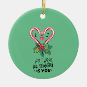 Polkagrisar,Holly Berry,Kärlek,Monogram Julgransprydnad Keramik