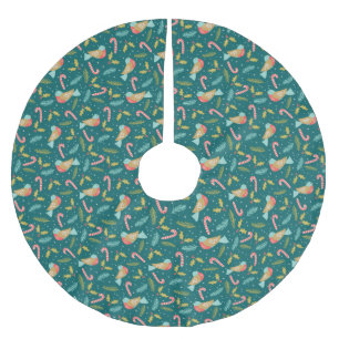 Polkagrisar Holly Gräs Boughs Birds Julgransmatta Borstad Polyester