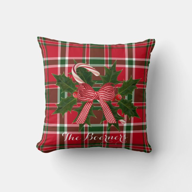 polkagrisar Holly jul Dekorativ kudde (Framsida)