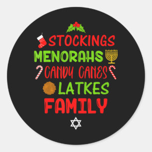 Polkagrisar Latkes Hanukkah jul Chrismukah Runt Klistermärke