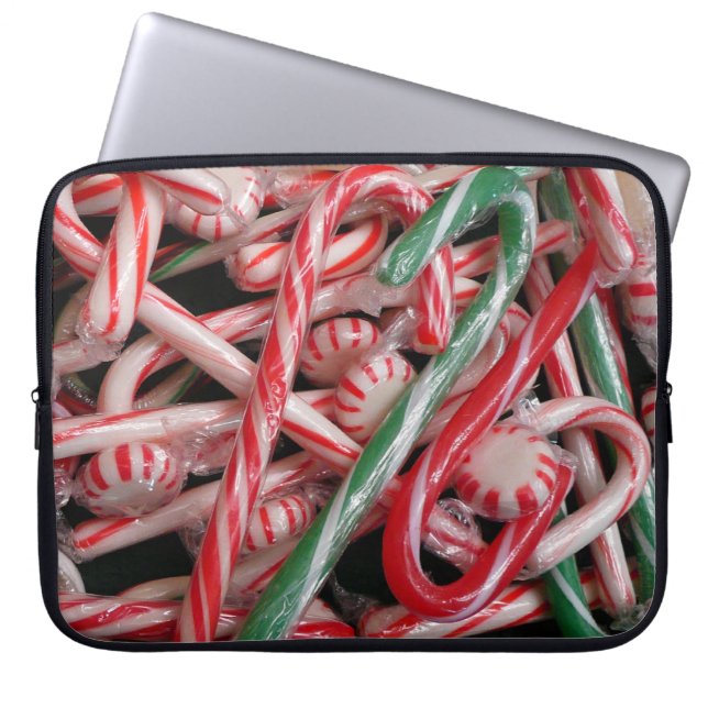 Polkagrisar och prermints jul-Helgdag Laptop Sleeve (Framsidan)