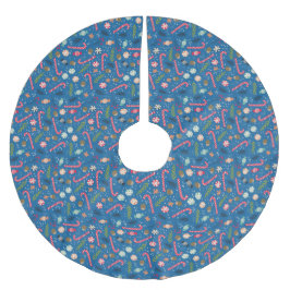 Polkagrisar och skrotat julgodis julgransmatta borstad polyester