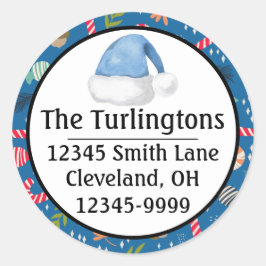 Polkagrisar och skrotat julgodis runt klistermärke