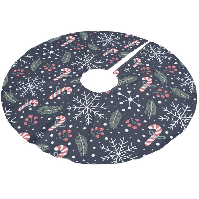 Polkagrisar och Snöflingor Julgran Skirt Julgransmatta Borstad Polyester (Vinklad)