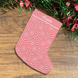 Polkagrisar och Snöflingor Rosa julklapp Liten Julstrumpa