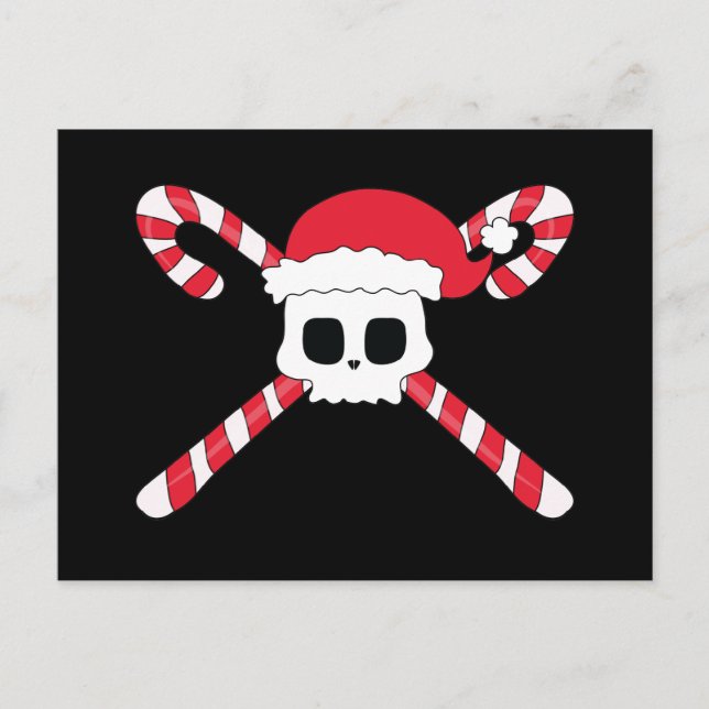 Polkagrisar Skull Santa Hat-jul Helg Vykort (Framsida)