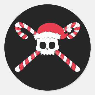 Polkagrisar Skull Santa Hat-jul Runt Klistermärke