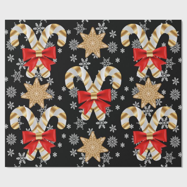 Polkagrisar Snöflingor Gingertea Cookies Presentpapper (Platt)