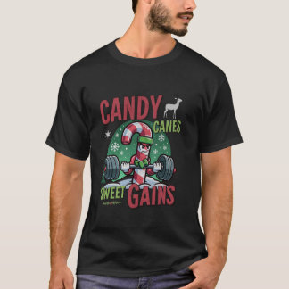 Polkagrisar Sweet Gains Funny Gym Workout Christma T Shirt