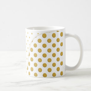 Polkprickar i guld och vitt kaffemugg