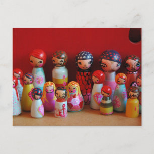 Poll-kort för peg doll-familjen vykort