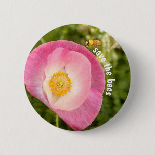 Pollinator Spara Bes Rosa Poppy Wildblommor Knapp