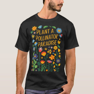 Pollinatör Trädgårdsdesign Vilda Blommor Inhemska T Shirt