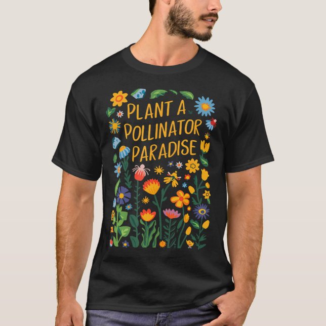 Pollinatör Trädgårdsdesign Vilda Blommor Inhemska  T Shirt (Framsida)