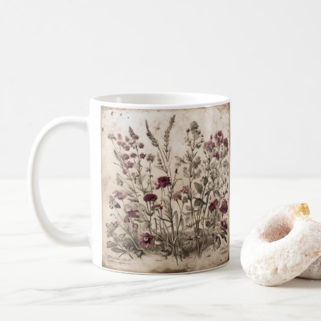 Pollinatorträdgård Blommande Konblomma & Fingerbor Kaffemugg (Med munk)