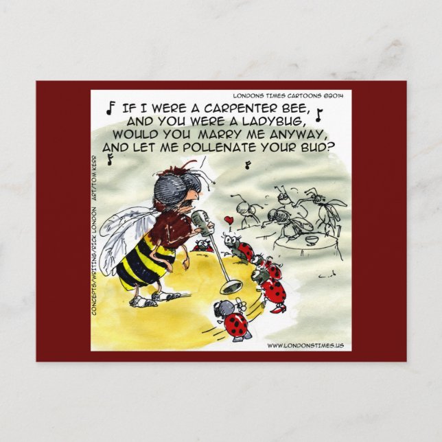 "Pollinering" Insekt Nattklubb Sångare Rolig Vykort (Framsida)