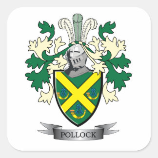 Pollock Family Crest Jackar om Arm Fyrkantigt Klistermärke
