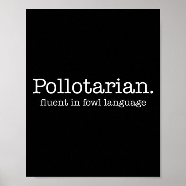 Pollotarian flytande i fjäderfä språk rolig kyckli poster (Framsidan)