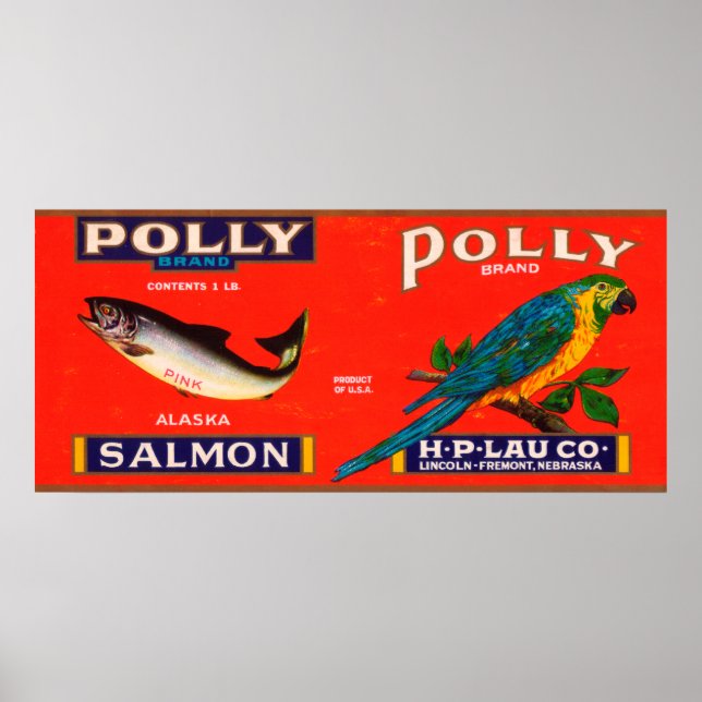 Polly Brand Salmon Label-Alaska Poster (Framsidan)
