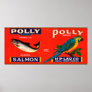 Polly brännmärker laxetiketten Alaska Poster
