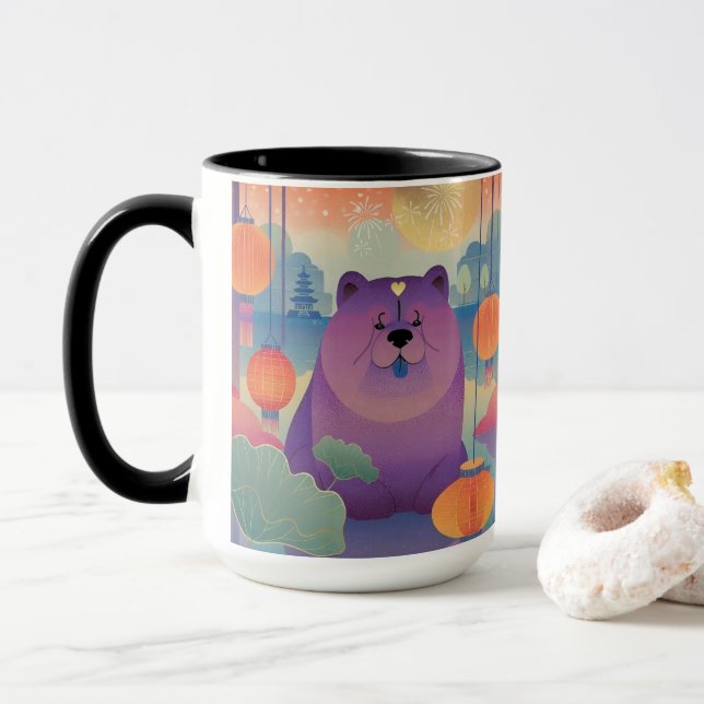 POLLY PLUM chow-chow hund 15 ounce Mugg (Med munk)