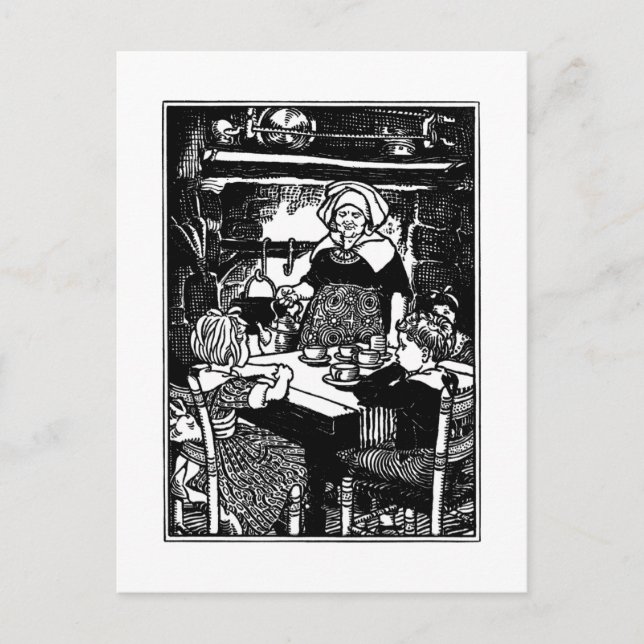 Polly Sätt Kettle på Nursery Rhyme Vykort (Framsida)