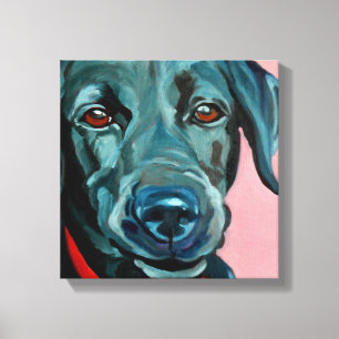 Polly the Black Labrador Retriever Hund Porträtt Canvastryck