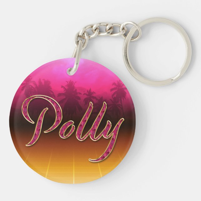 Polly Vorname Name golden pink Schlüsselanhänger (Baksidan)
