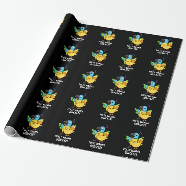 Polly Wanna Quacker Funny Animal Pun Presentpapper (Utrullad)