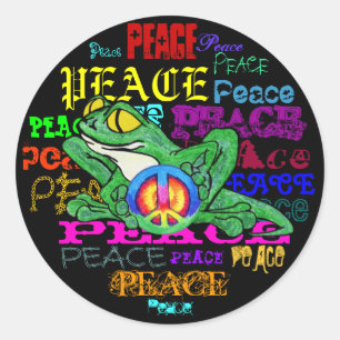 Pollywog med en fredstecken runt klistermärke