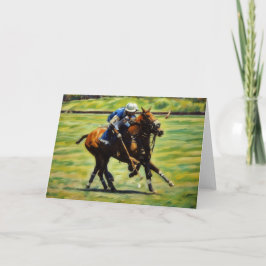 Polo Action Polo Horse Rider Art Note Card Kort
