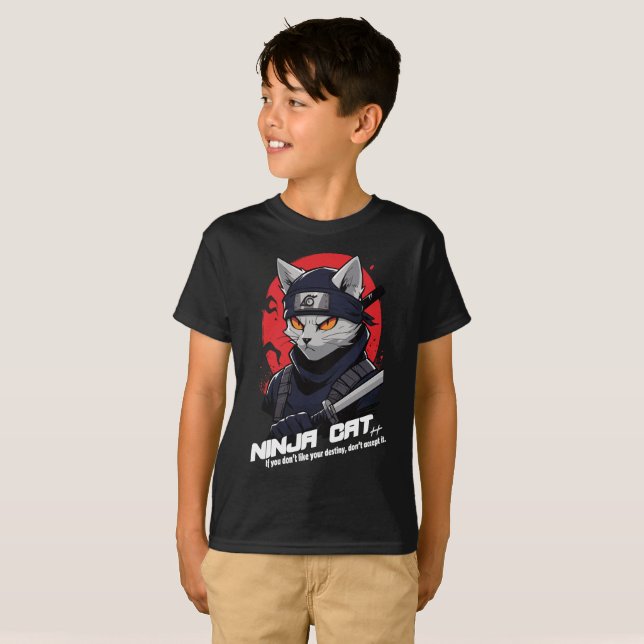 Polo de Gato Guerrero Ninja T Shirt (Hel framsida)