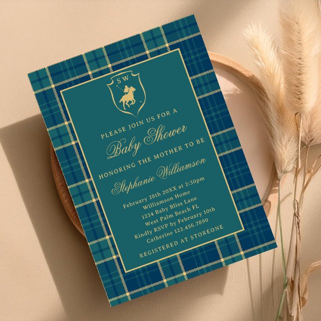 Polo Equestrian Baby Shower av klassisk Grönt Inbjudningar (Skapare uppladdad)