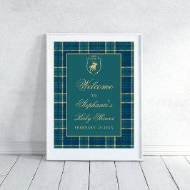 Polo Equestrian Baby Shower av klassisk Grönt Poster