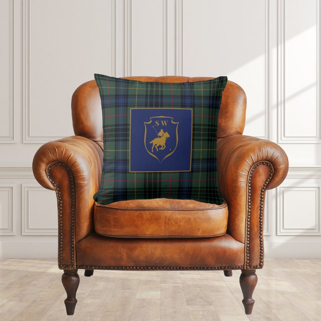 Polo Equestrian Monogrammed Classic Tartan Plaid  Kudde (Skapare uppladdad)