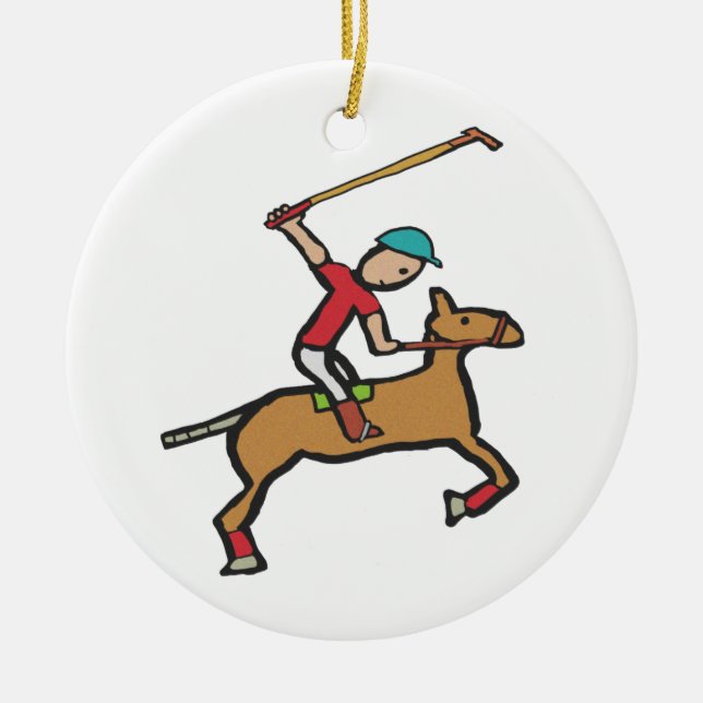 Polo Pay Horse and Rider Julgransprydnad Keramik (Framsidan)
