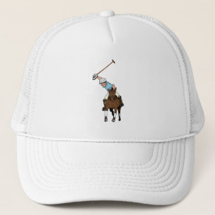 Polo Player Rides Horse Swings Mallet Truckerkeps