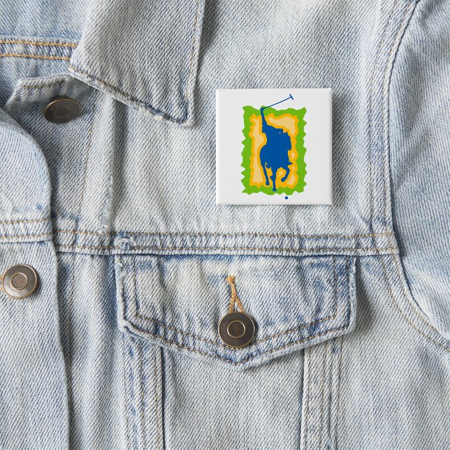 Polo Player Silhouette Modern Horseback Sports Knapp (Skapare uppladdad)