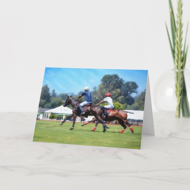 Polo Players Action Birthday Card Kort (Framsida)