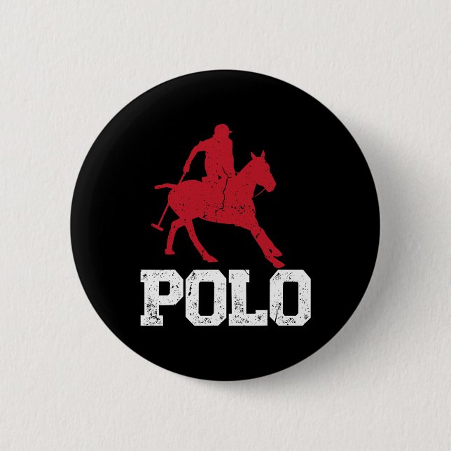 Polo Players Horseback Riding Horse Equestrian Spo Knapp (Framsida)