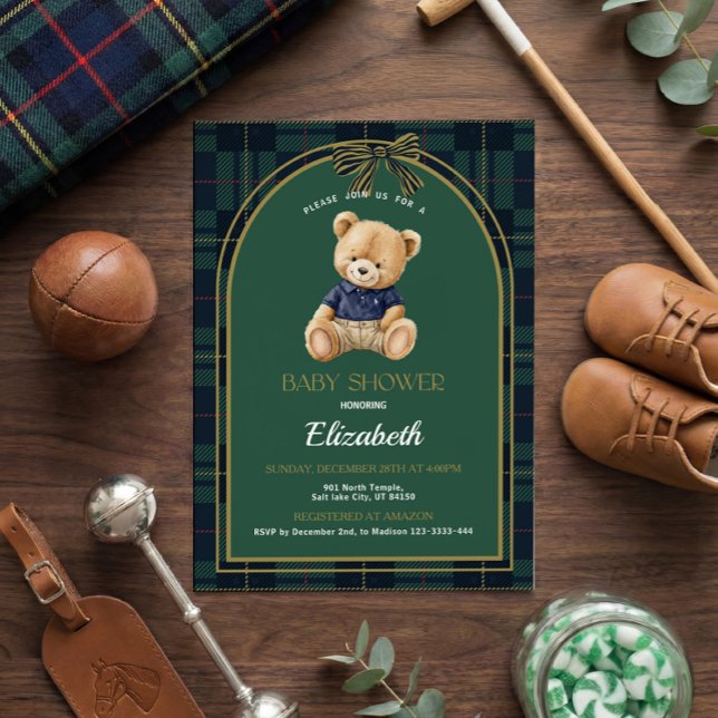 Polo Teddy Bear Baby Shower Invitation Inbjudningar (Skapare uppladdad)