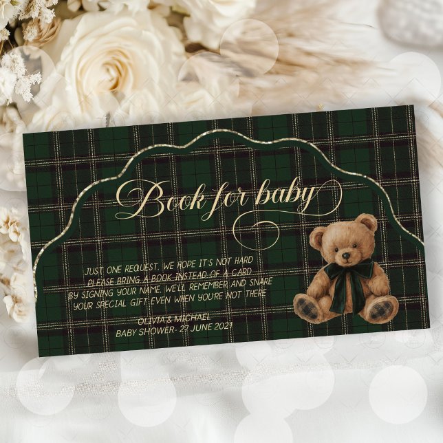 Polo Teddy Bear Classic Baby Shower book for baby Tilläggskort (polo teddy bear, classic baby shower, book for baby, baby shower guest book, vintage baby shower, ra)