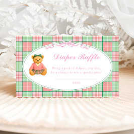 Polo Teddy Bear Flicka Baby Shower Blöja Lotteri Tilläggskort