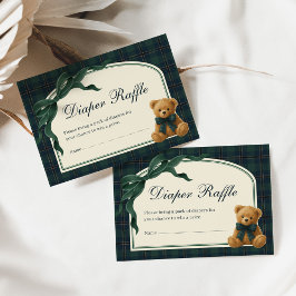 Polo Teddy Bear Green Bow Plaid Diaper Raffle Tilläggskort