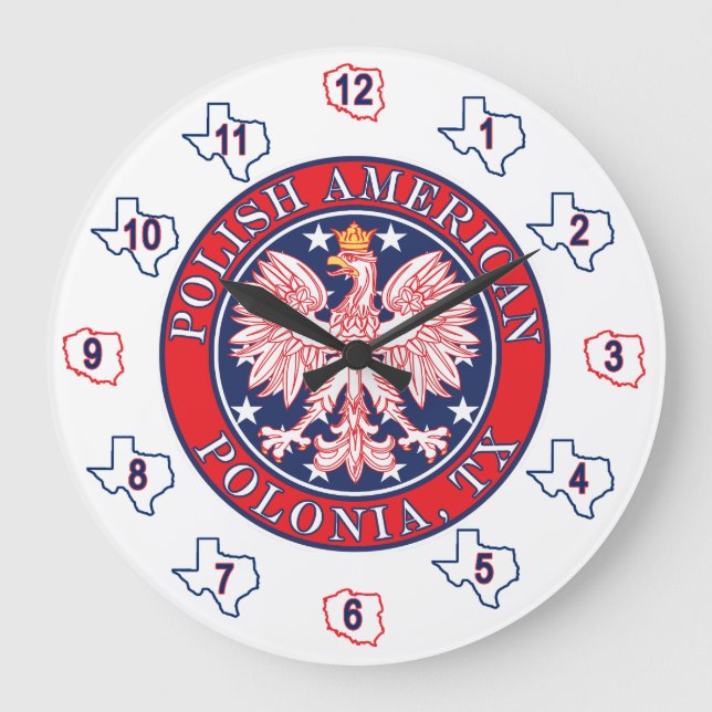 Polonia Texas Polska American Eagle Stor Klocka (Framsida)