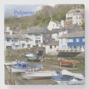 Polperro Cornwall England låg Tide Underlägg Sten