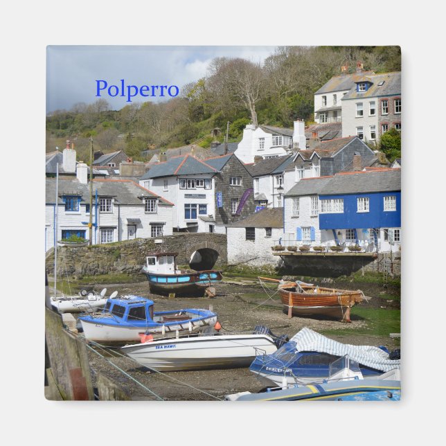 Polperro Cornwall England Low Tide Magnet (Framsidan)